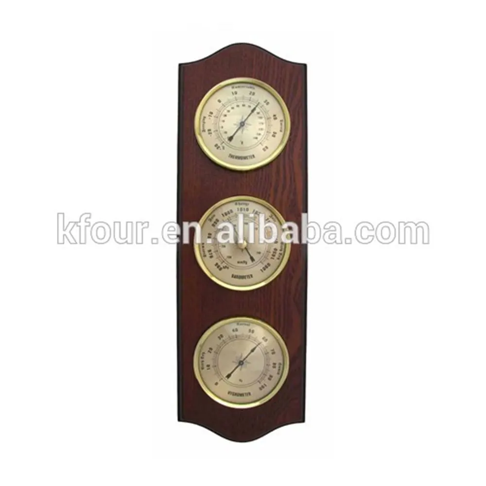 High quality wooden weather station with barometer thermometer and hygrometer mechanism for home decorative