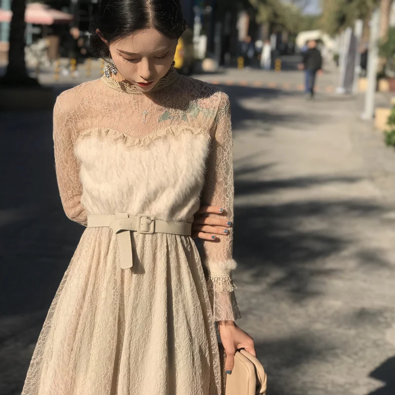 Maxnegio lace dress lady street style clothes women 2 piece set clothing