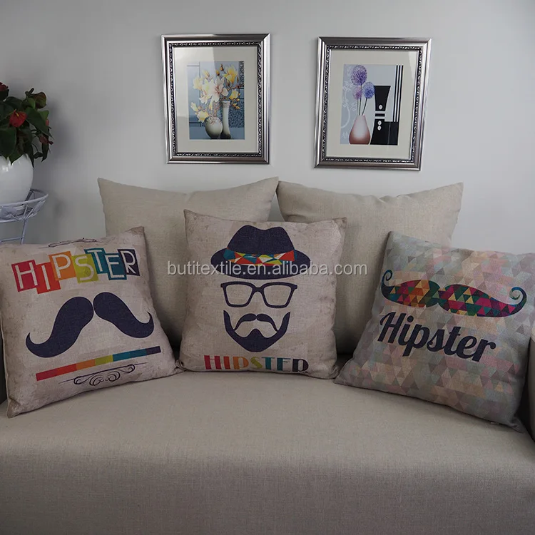 Пользовательские большие размеры, декоративные подушки для уличного стула, квадратные 18*18 наволочки для подушек с принтом усов