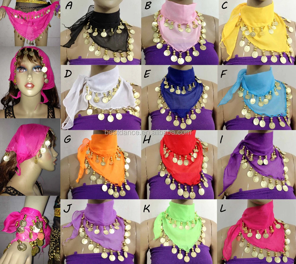 OEM multil use indian dance veil belly dance veil head scarf beret scarf glove set necklace