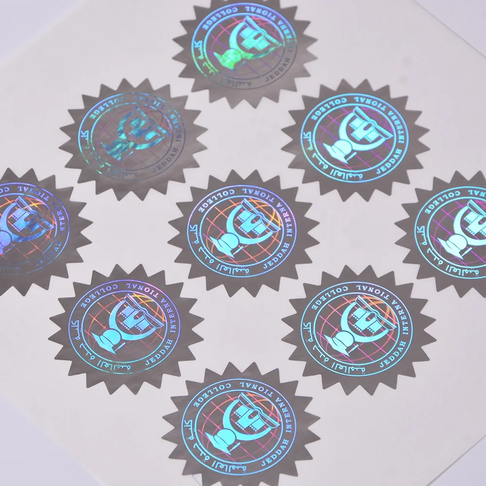 print custom design hologram logo design and authenticity hologram sticker on paper