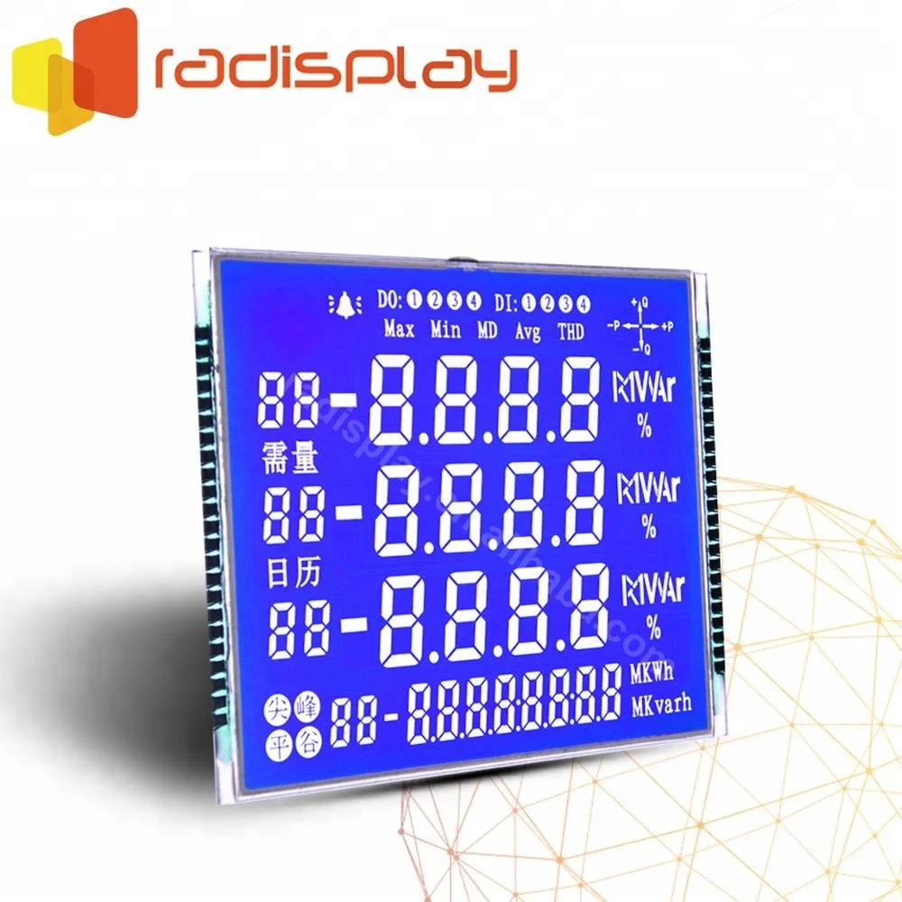
Monochrome Custom Segment Lcd Display For Energy Meter 