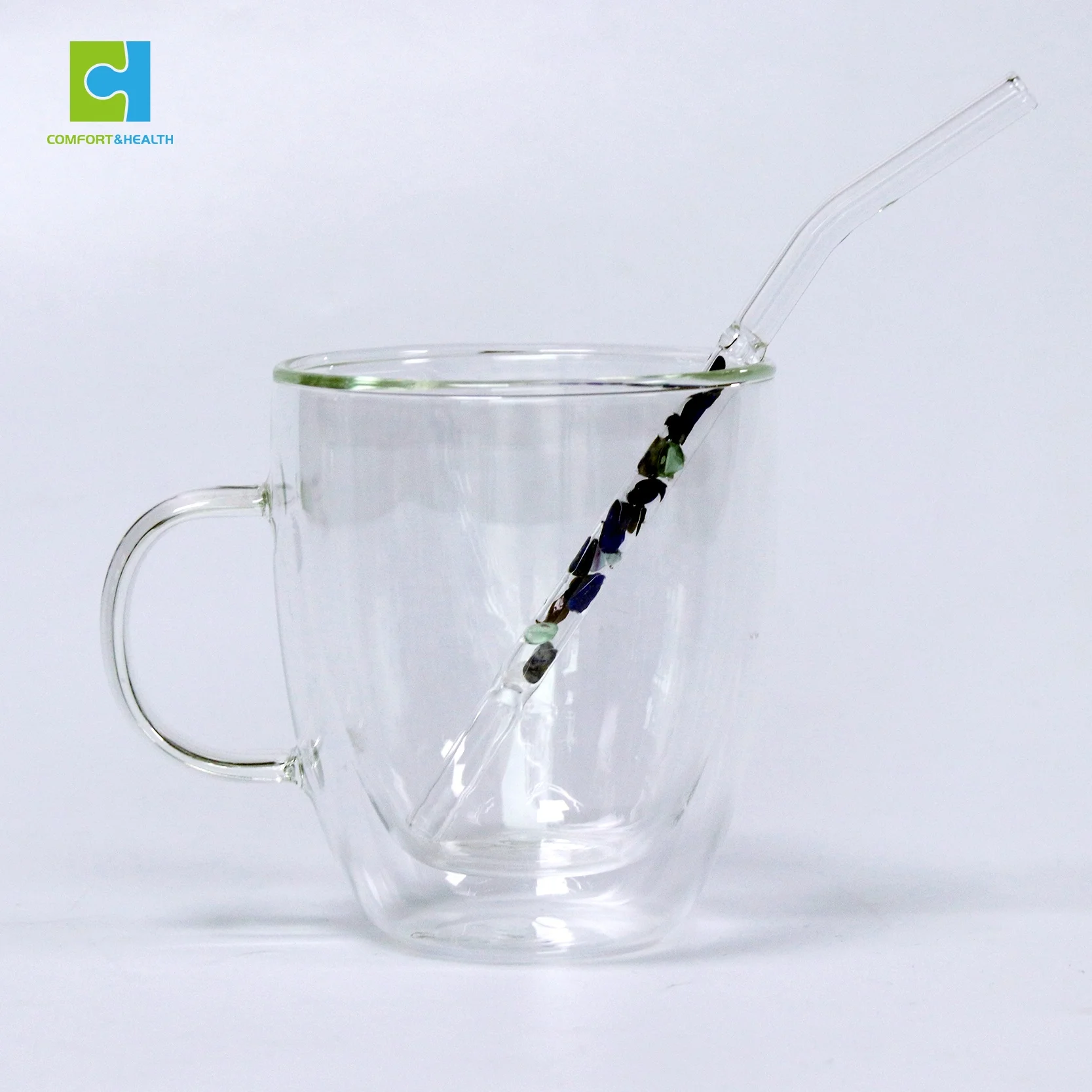 Custom Logo High Borosilicate Pyrex Clear Glass Drinking Crystal Straw With Quartz