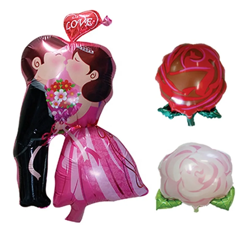 Wedding supplies festive atmosphere decoration rose flower  aluminum foil party balloons