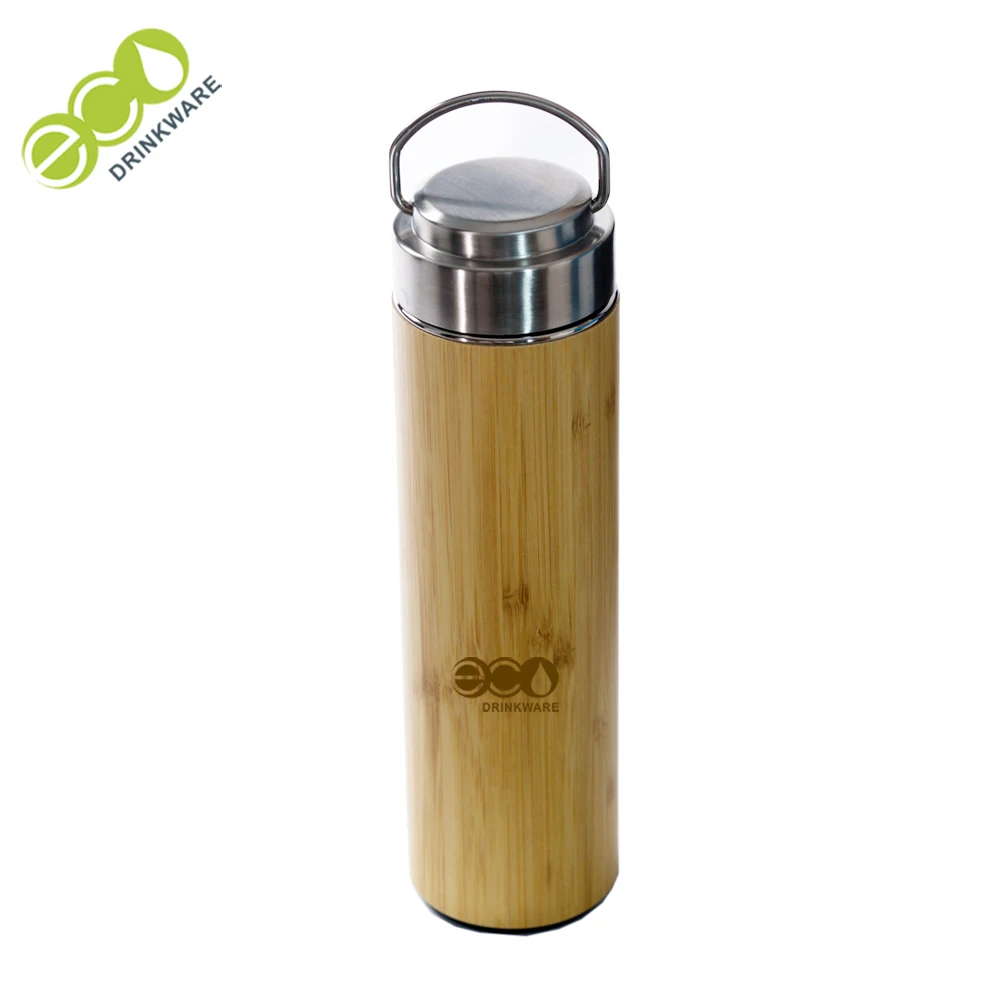High quality Stocked  BPA free 450ml unbreakable laser engraved  bamboo  water bottle  with customized logo