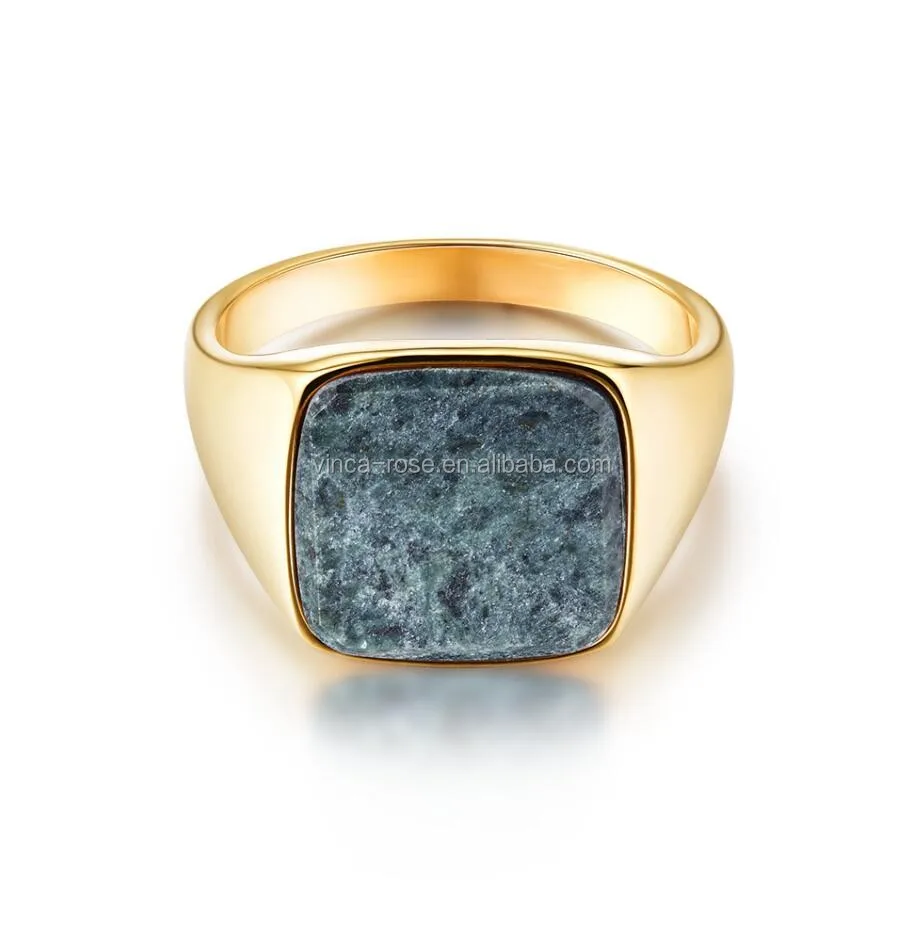 Factory Price Wholesale 925 silver jewelry Signet Rings for men,  Natrual Marble stone cushion shape