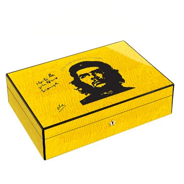 Made in china hot selling Che guevara yellow wooden cigar humidor