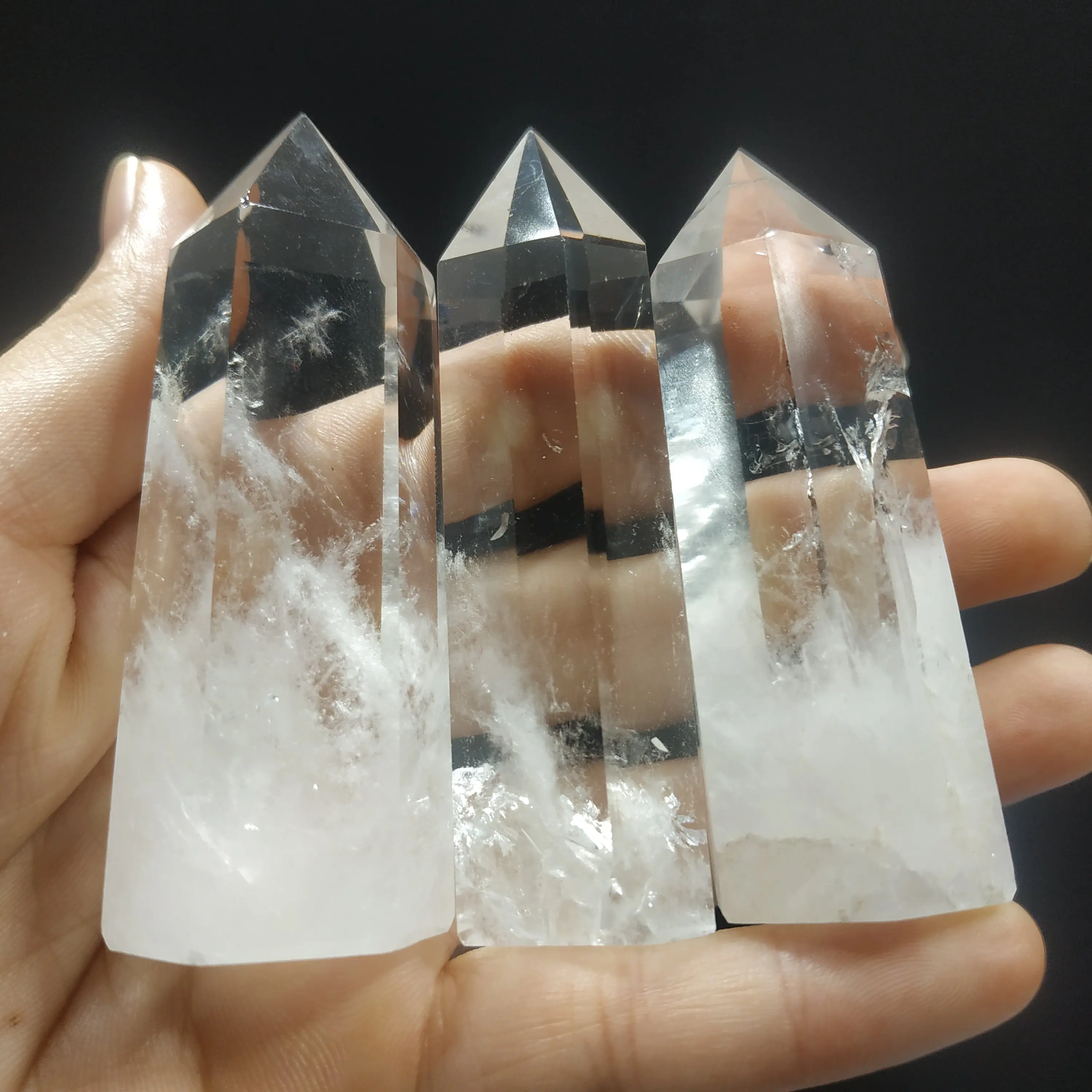Natural clear quartz point crystal tower healing crystal wand points