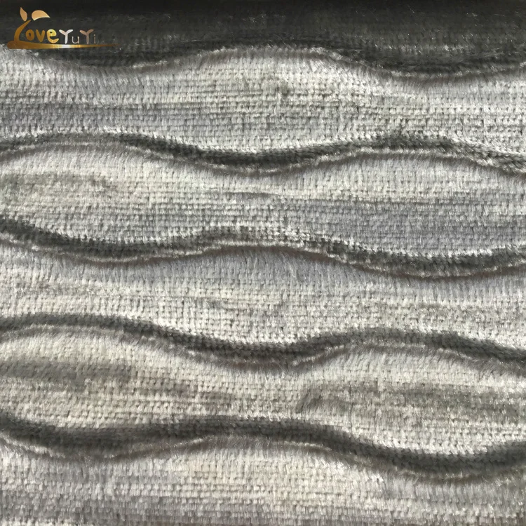China knitting silk velvet manufacture 100% polyester Velvet fabric for furniture with wave design emboss