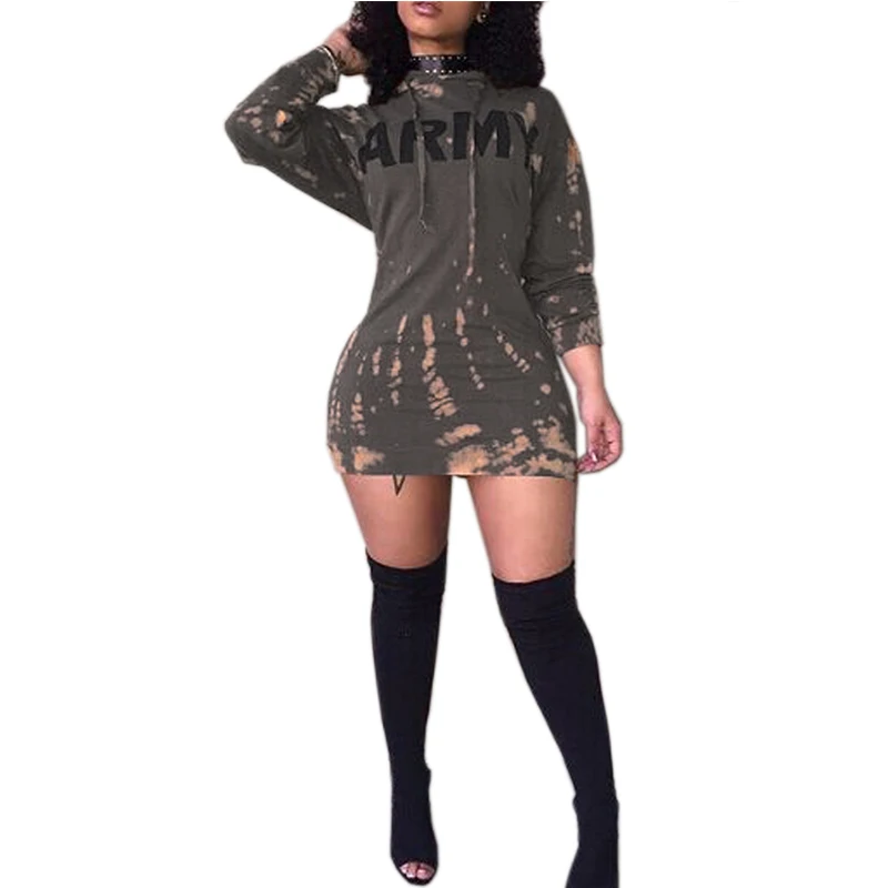 Leisure Round Neck Long Sleeves Printed Sheath Mini Dress With Lady Dress