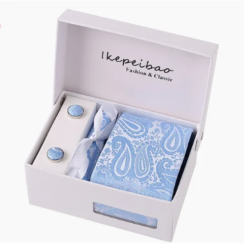 Custom Mens Wholesale Cufflink Tie Set Silk Jacquard Neck Tie Sets