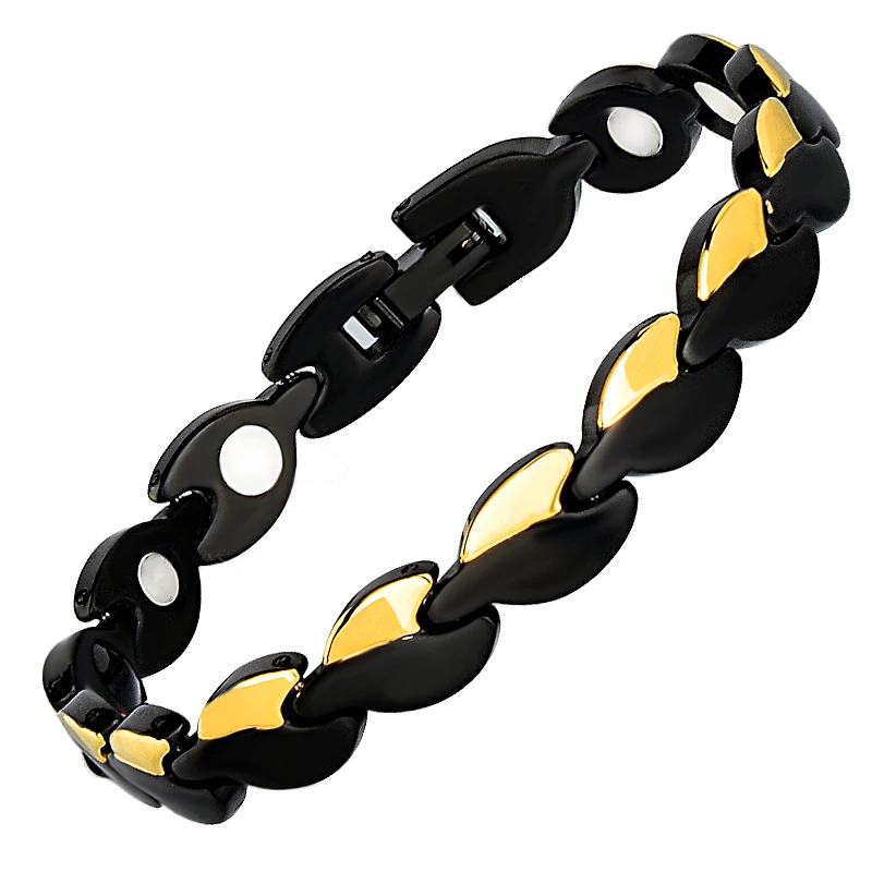 Hottime Health Function Benefits Leaf Link Magnetic Fashion Steel Bracelet Jewelry Made in China
