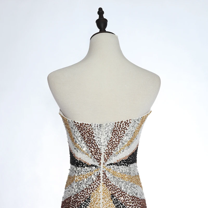 Women backless party gown beaded sequins long evening dresses luxurious