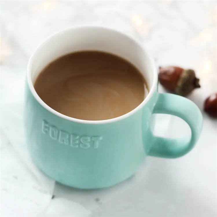 Custom Gift Forest Animal Micro landscape Ceramic Cup Decorating Big Belly Coffee Mug with Logo Bubble Tea Cup