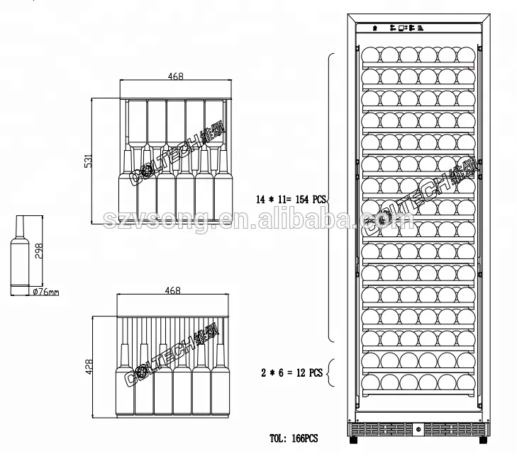 
ball bearing wooden rack humidity control led wine cooler 