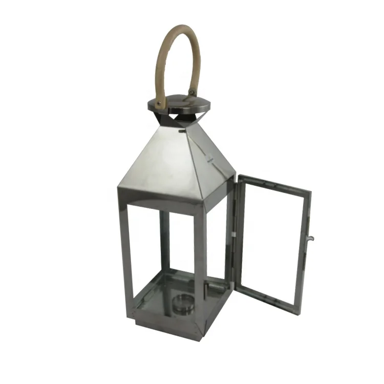 Garden Home Camping Hanging Big Lanterns Classic Simple Wind  Metal Glass Stainless Steel Tin Punched Decorative Gold lanterns