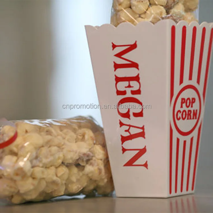 Fashion Red and White Striped Popcorn Tin Bucket Cartoon Pattern Popcorn Bucket