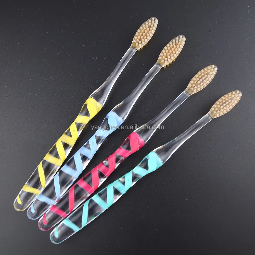 
Transparent PETG Handle Toothbrush with Nano Gold Soft Bristle from Yangchen Factory in Yangzhou China 