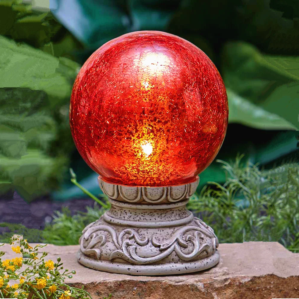 Mercury glass crackle spheres with led light ball tablelamp decoration