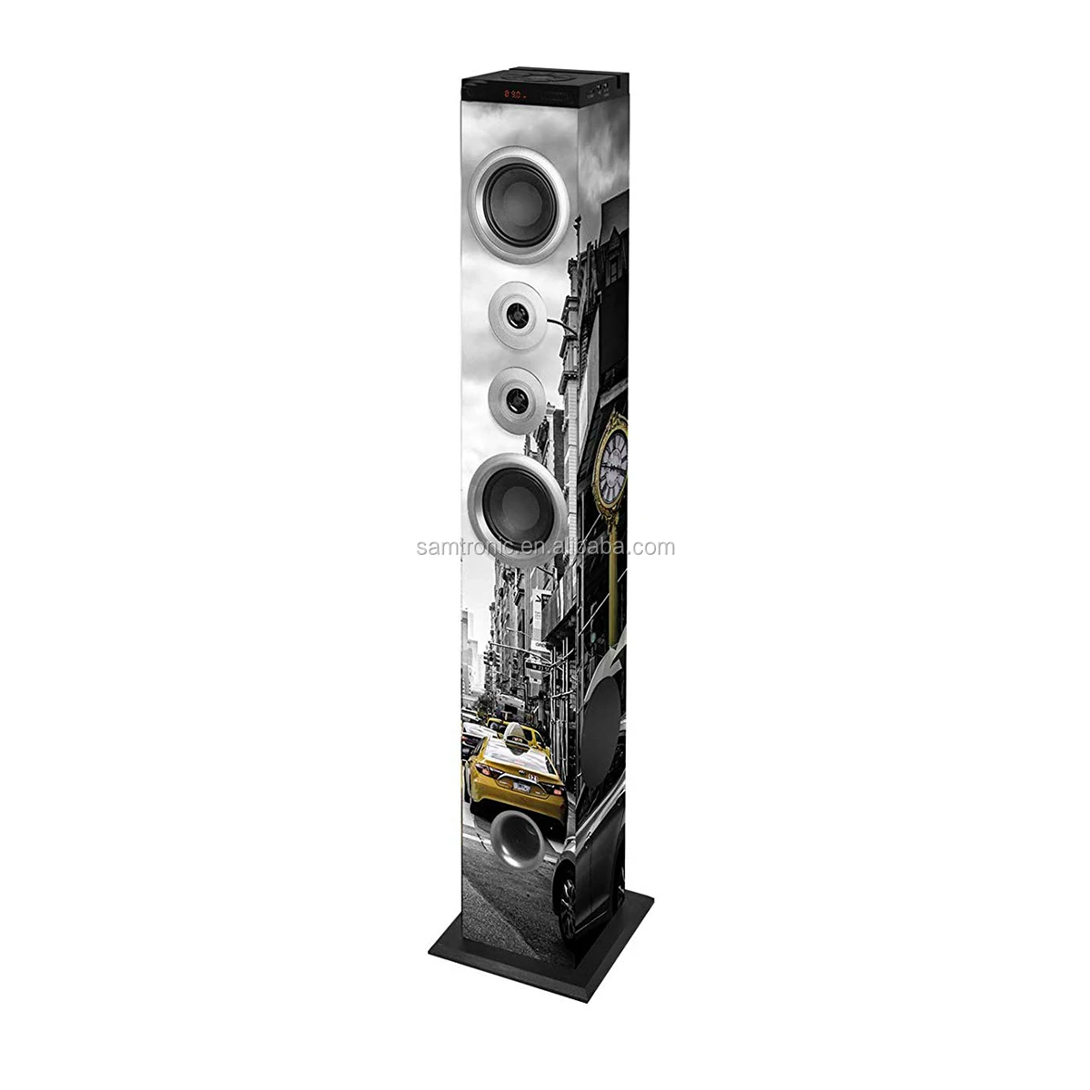 Samtronic2.1 active floor standing wooden tower speaker with big bass and BT/AUX/USB/FM function