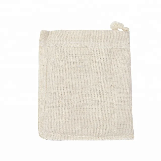 9*12cm Plain Cotton Linen Pouch with Drawstring Rice Tea Sachet Packing Cotton Linen Bags