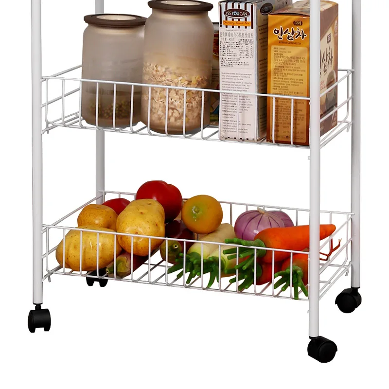 3 Tier Trolley Utility Rolling Cart with Large Storage and Wheels for Office Kitchen,Bedroom,Bathroom Food Storage Basket Stand