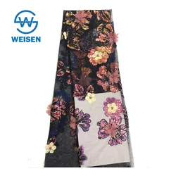 2019 3d Fabric Bead Colorful Custom-made Tulle Sequin Flower Applique