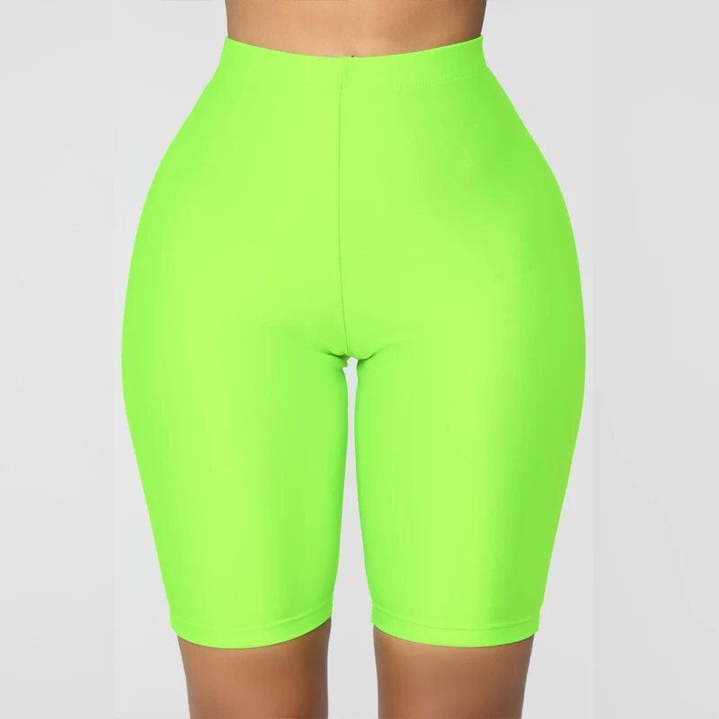 
High quality Lycra performance yoga biker neon women shorts 