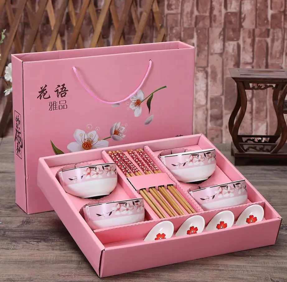 Cheap Custom Salad Ceramic Bowl Chopstick Set