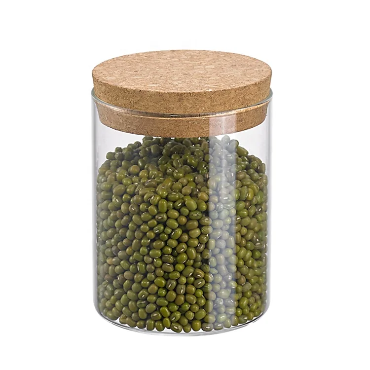 Manufacturer Transparent Hermetic Food Cookie Honey Glass Jar Wholesale With Cork Lid
