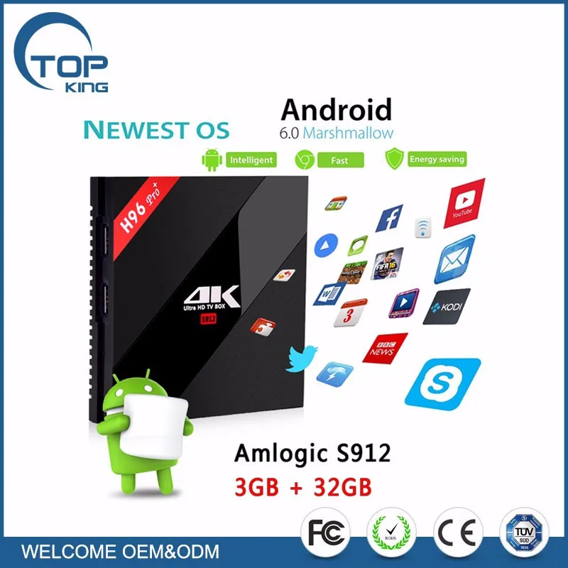 2017 Новый Smart tv box H96 pro plus 3 ГБ 32 ГБ S912 Amlogic android коробка 6.0 тв h96 Pro +