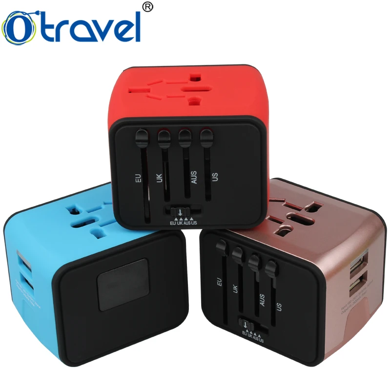 Universal plugs UK EU US AUS business cooperate gifts travel adapter with 2 USB business gift set promotional gift item