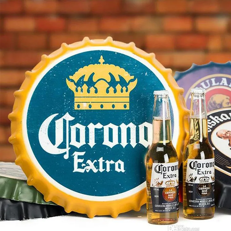 
Customize made tin round hanging beer metal sign for wall 