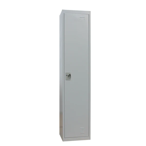 Light Grey Full Height Single Tier Metal Gym Dorm Storage Cabinet 1 Compartment Steel Locker