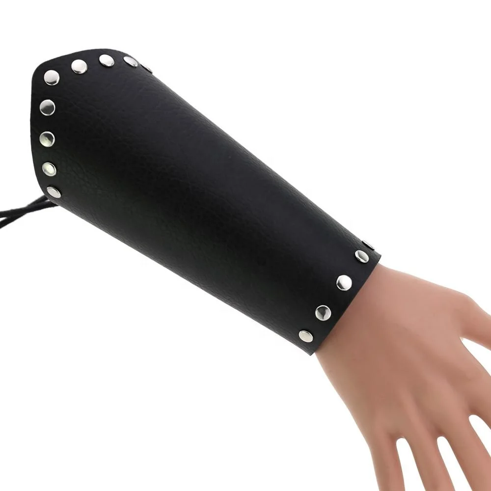 Punk Rock Gothic Leather Wrist Bracer Guards Arm Protector Wristband Cosplay