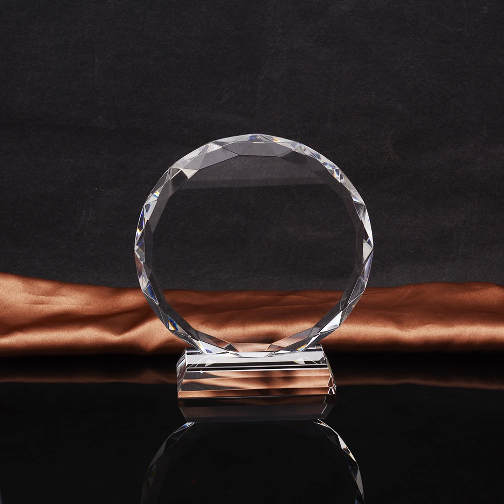 Honor of crystal New Clear Costomerized Business Wedding Gift Base Round Shape Crystal Trophy Award