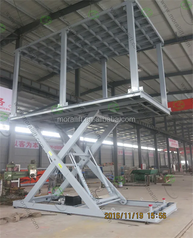 Basement Garage Car Lift with Roof