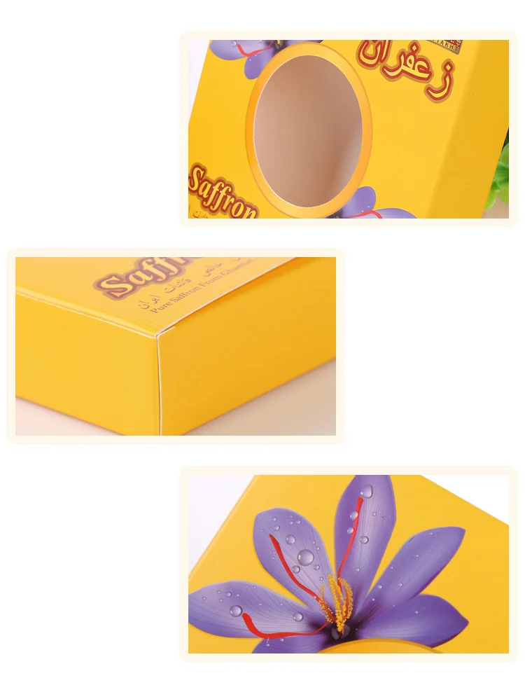 Custom Saffron Packaging Small Gift Paper Box with Window