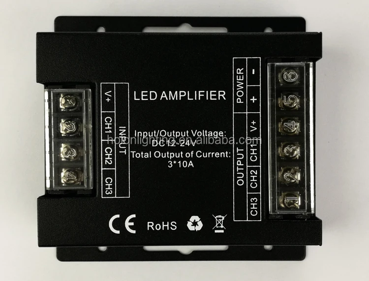 Large Power LED Strip RGB LED Power Repeater 30A 360W 720W 3*10A RGB DC12/24V LED Amplifier For Strip Tape