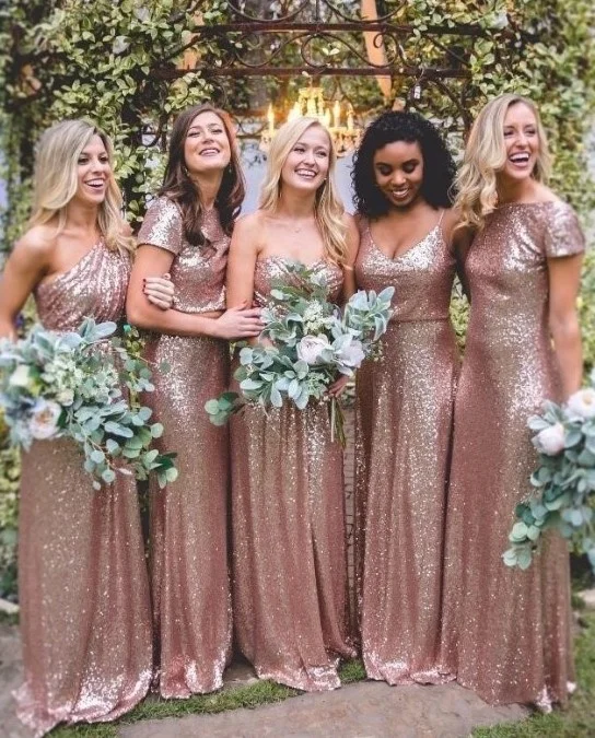 Rose Gold Convertible Discount Sequins Infinity Dress Bridesmaid
