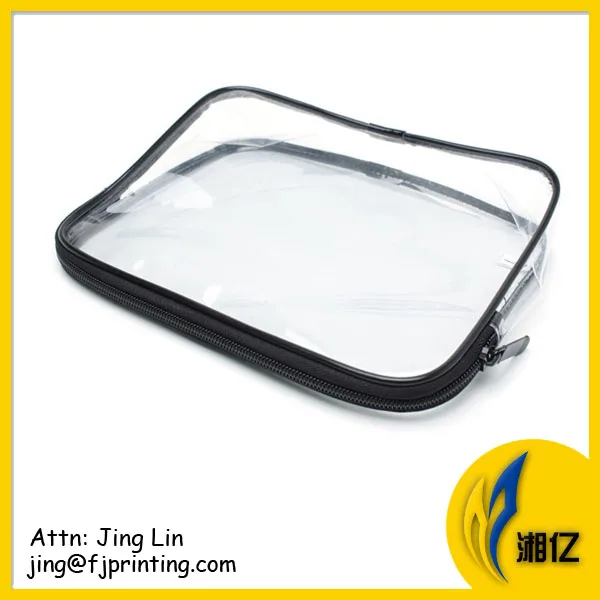 Customized packaging clear plastic zipper lock soft vinyl PVC cosmetic bag