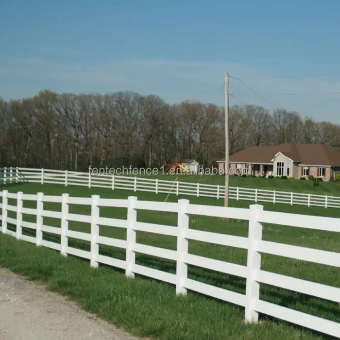 White PVC Ranch Style 4 Rail Vinyl horse fence
