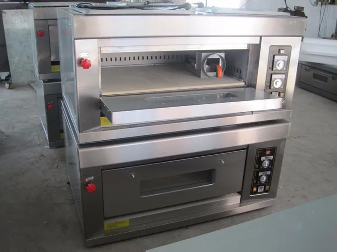 2 Deck 4 Trays Commercial Gas Oven With Stone For Pizza