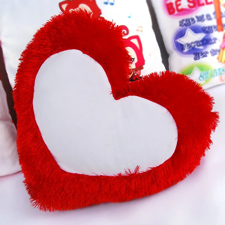 Personal Custom Lovely Heart long plush Sublimation Pillow Case Heat Transfer Printing Pillow Case