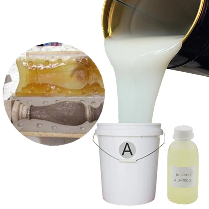 RTV-2 Просвечивающая высокая текучесть легкая Рабочая Олово вылеченная Жидкая силиконовая резина для литья формочек