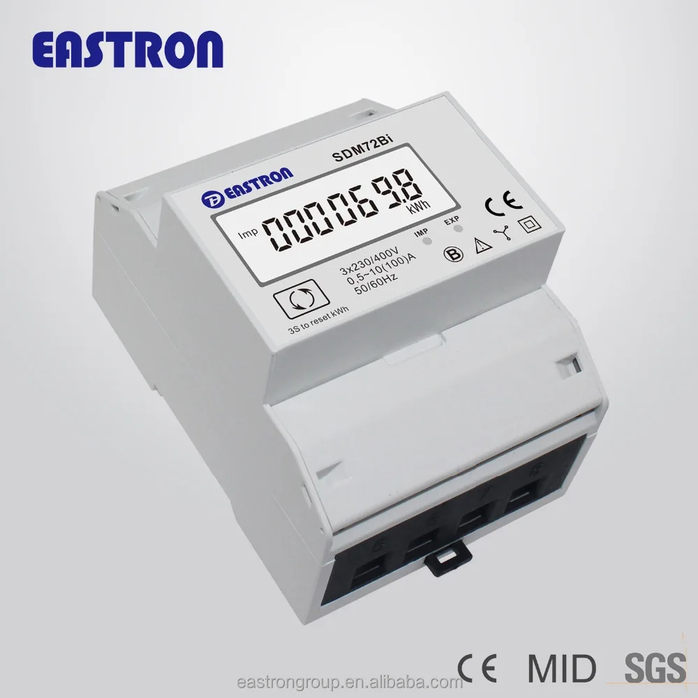 EASTRON SDM72Bi 3 Phase kWh Meter, DIN Rail Energy Meter, Resettable Digital Electric kWh Meter, MID Approved
