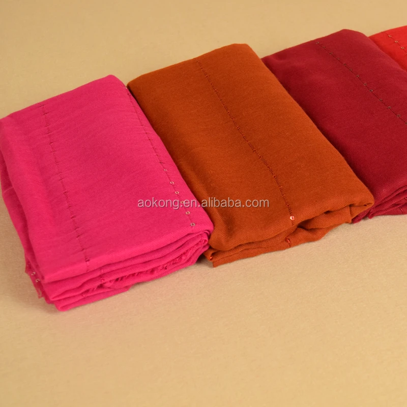 New arrival breathable muslim high quality wraps arab oversize soft plain sequin hijab scarf