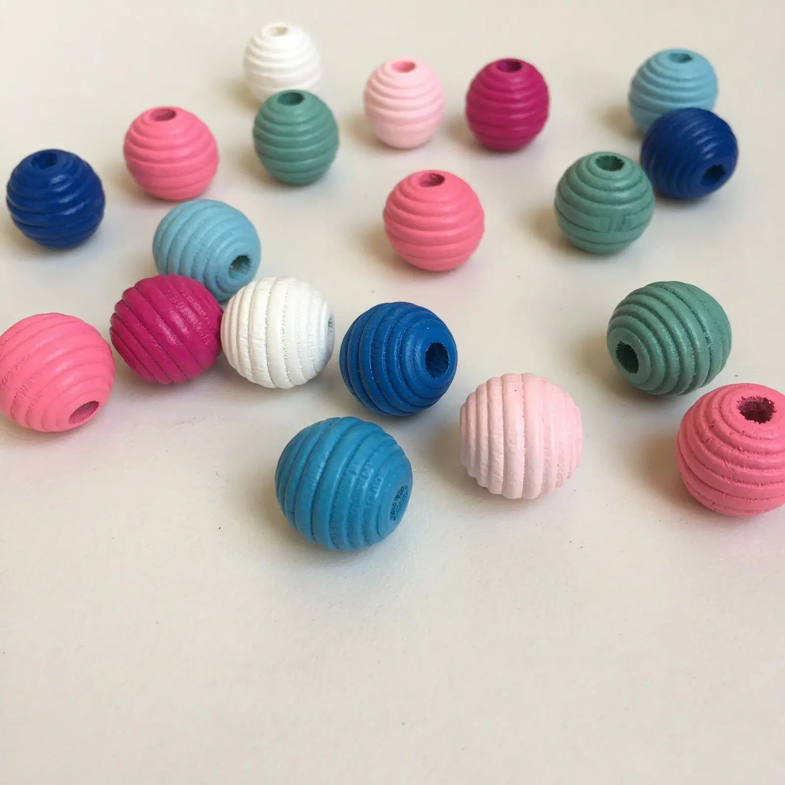 Деревянные бусины в стиле улья, 14 мм, круглые деревянные бусины для макраме, поделок, пастельных цветов