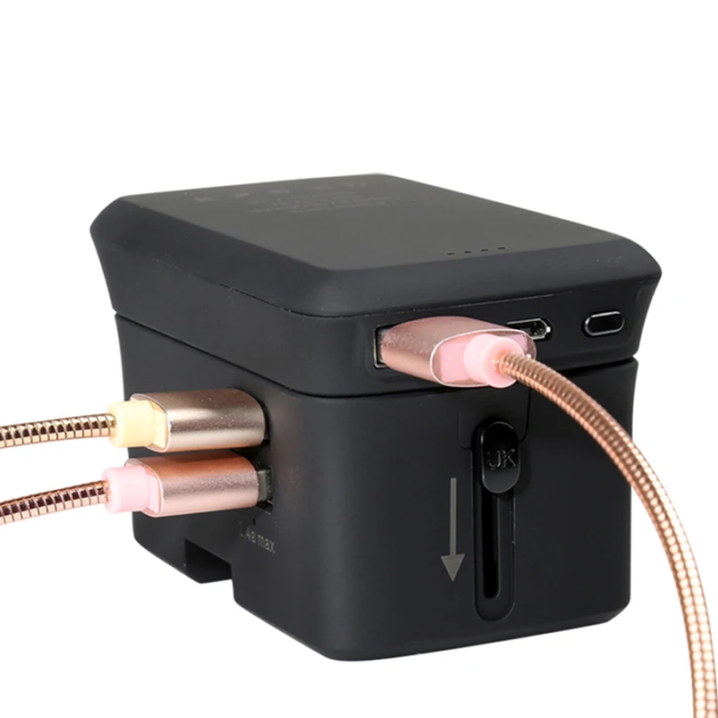 2019 consumer electronics mobile phone accessories 2 usb ports universal travel adapter with power bank charging
