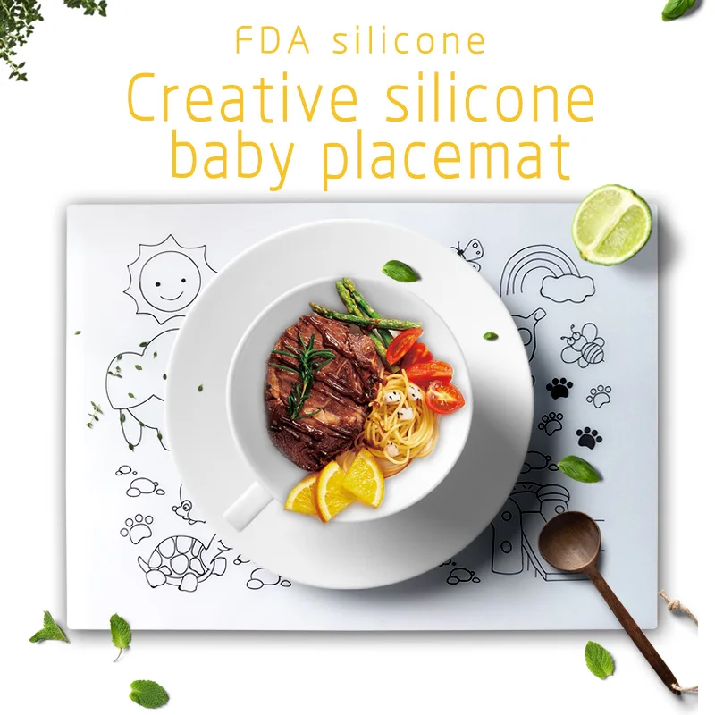 silicone insulation rubber baking mat certificate  baby silicon plastic dining table mat for kitchen kids placemat